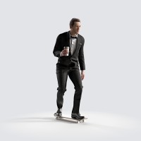 Ben skateboard with coffee Elegant Bow Tie
