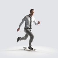 Ben on the skateboard, fast Office Work
