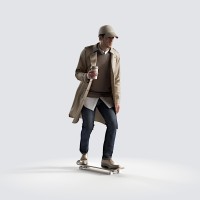 Ben skateboard with coffee Smart Casual