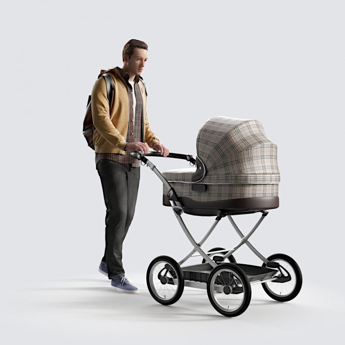 Ben walking with stroller Young Adult