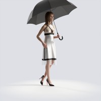 Steph standing with umbrella Classic Elegant