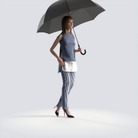 Steph standing with umbrella Minimal Elegant