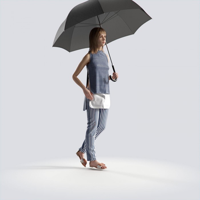 Steph standing with umbrella Minimal Elegant