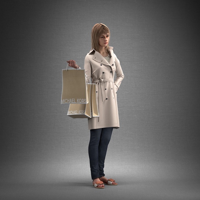 Steph standing, holding bags Smart Casual